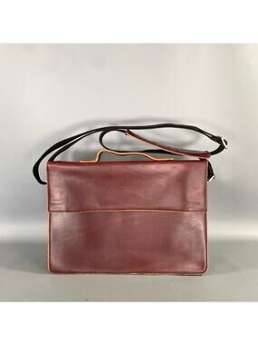 JACK SPADE Burgundy Solid Leather Messenger Bag
